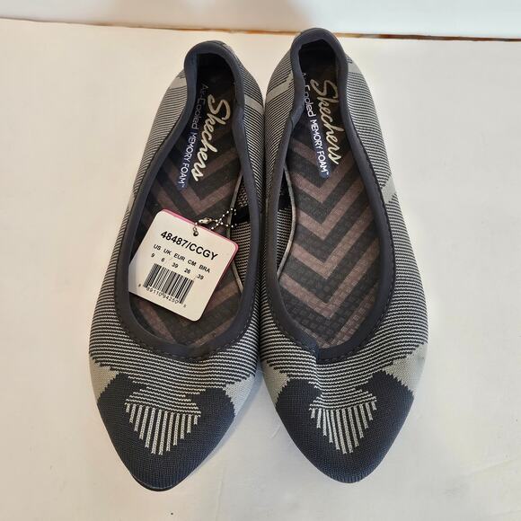Skechers Cleo Wham Air Cooled Memory Foam Ballet Flats Gray Women's Sz 9 Comfort - Picture 2 of 8